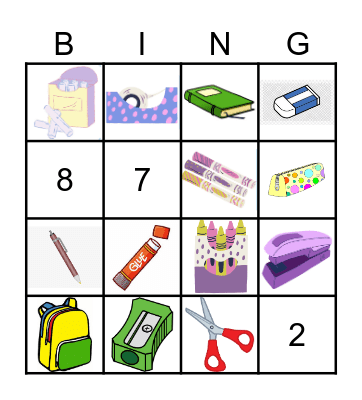 School Bingo Card