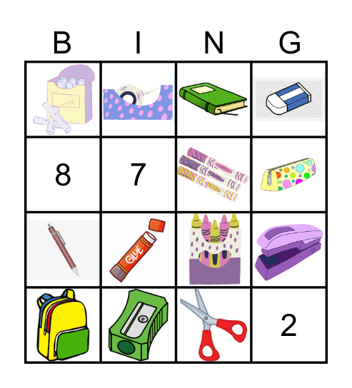 School Bingo Card