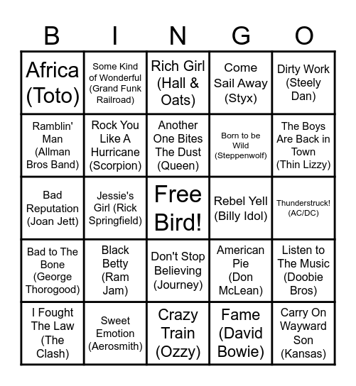Divorced Grandpa Yacht Rock Bingo (Pre-90s), Double Win Bingo Card