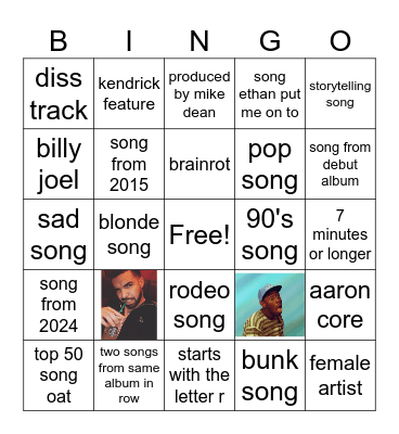 spotify Bingo Card