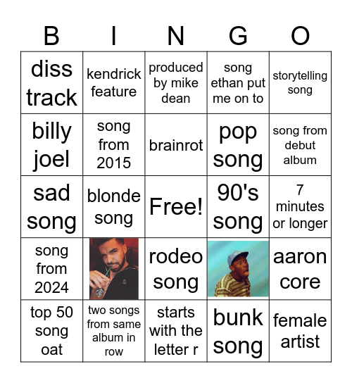 spotify Bingo Card