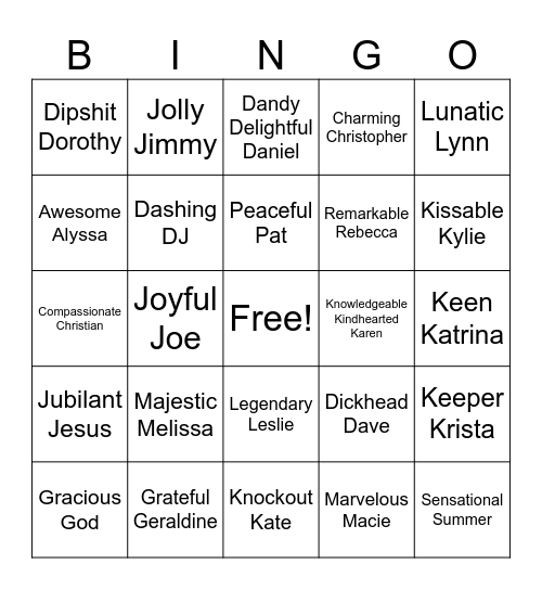 Words that Describe You Bingo Card