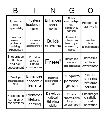 Service Learning Unleashed for Homeschool Heroes Bingo Card