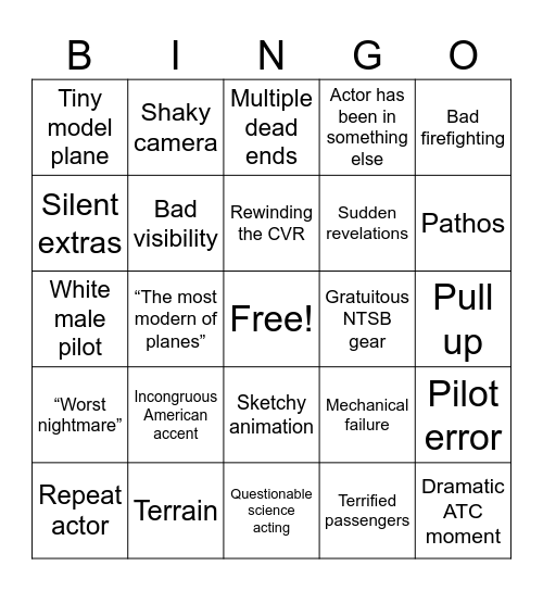 Air Disasters Bingo Card