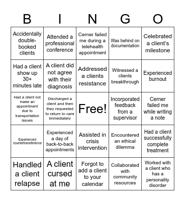 Emotional Wellness & Recovery Bingo Card