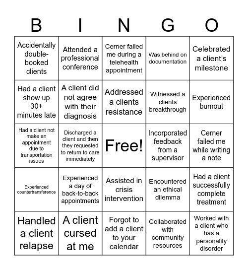 Emotional Wellness & Recovery Bingo Card