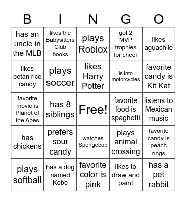 Cattrall 5th period Bingo Card