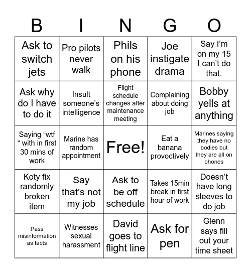Line shack 310 Bingo Card