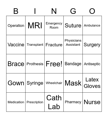 Materials Management Week Medical Term Bingo Card