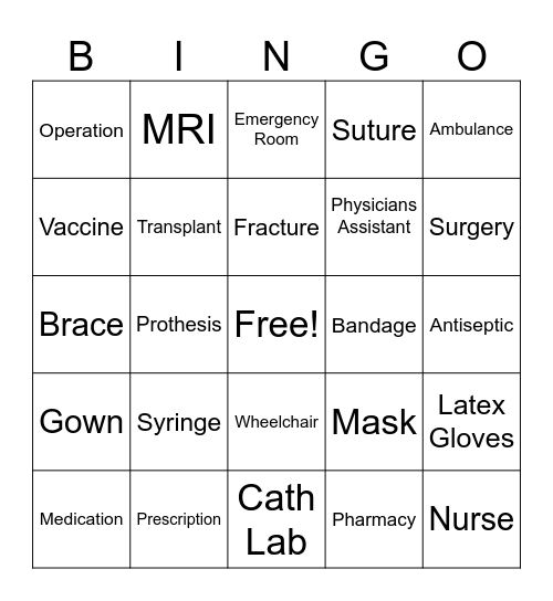 Materials Management Week Medical Term Bingo Card