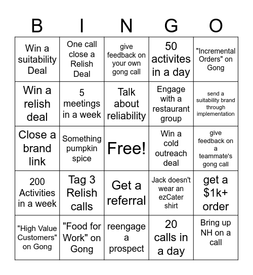 Emerging Brands September Bingo Card