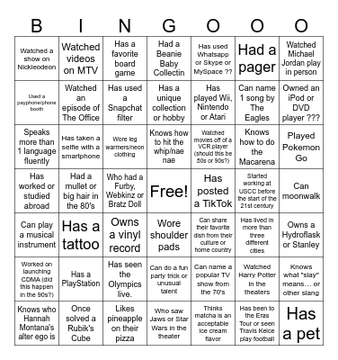 Networking Bingo Card