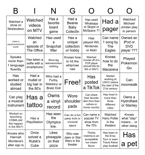 Networking Bingo Card