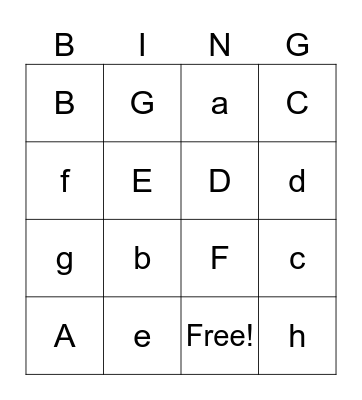 Alphabet Bingo Card
