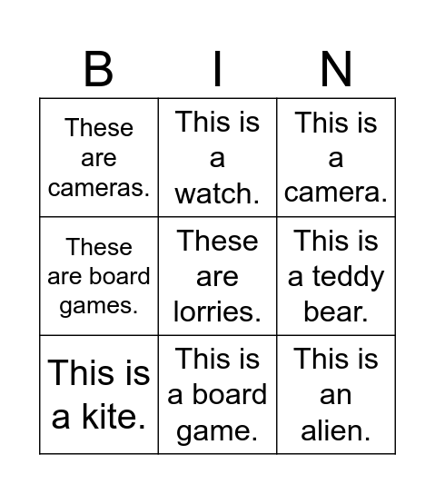 This is/These are Bingo Card