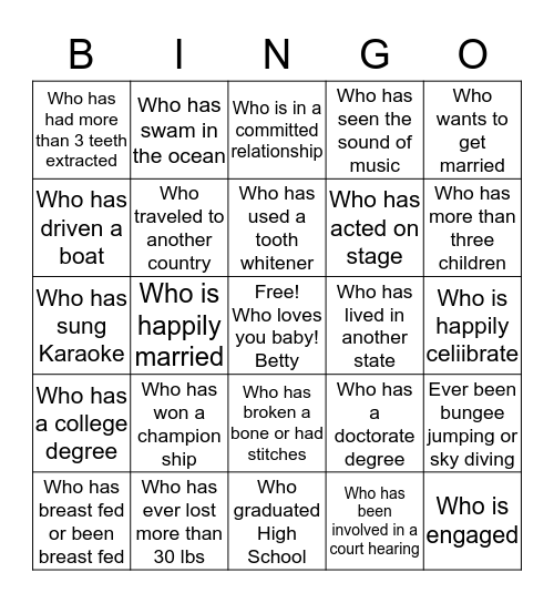 Betty's Bingo: Shade Yellow - Proceed with Caution Bingo Card