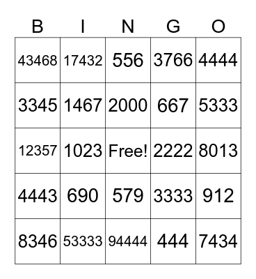 Addition and Subtraction Bingo Card