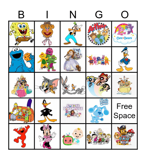 Kids TV Shows Bingo Card