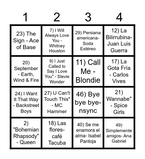 ¡ BINGO MUSICAL ! Bingo Card