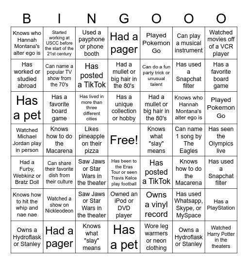 Networking Bingo Card