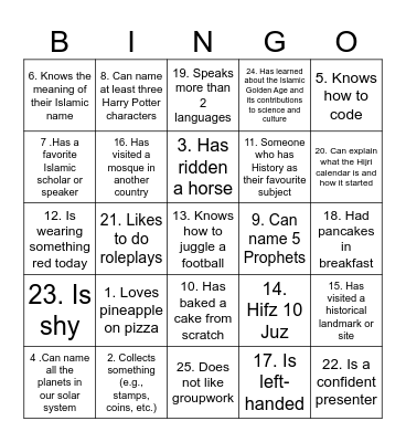 Bingo for Grade 10 Bingo Card