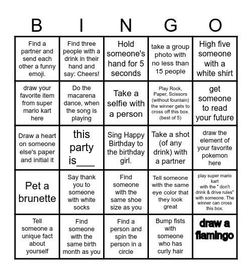 Birthday Bingo! Bingo Card