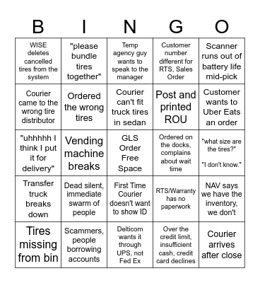 Will Call Bingo Card