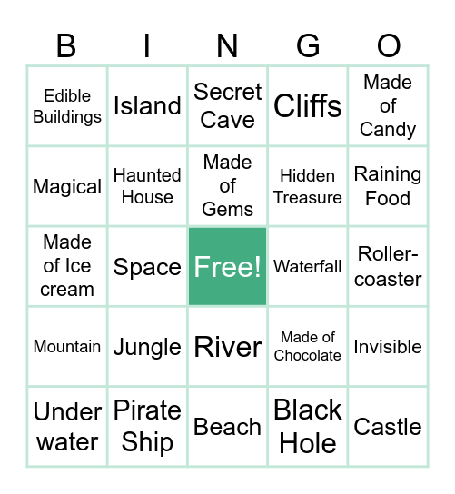Story Setting Bingo Card