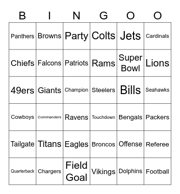 FOOTBALL SEASON BINGO! Bingo Card