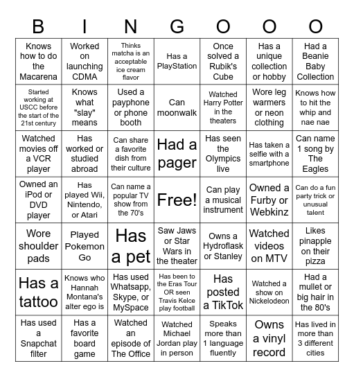 Networking Bingo Card