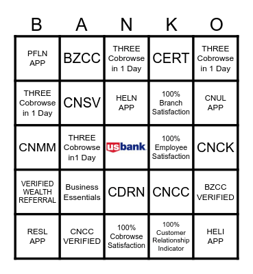 U.S. BANKO Bingo Card