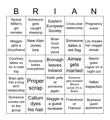 Arc 2025 BINGO Card