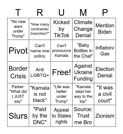 MAGA Guest BINGO Card