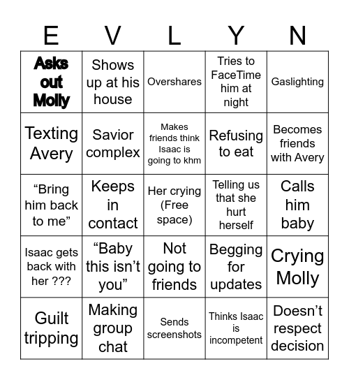 Phsyco Bingo Card