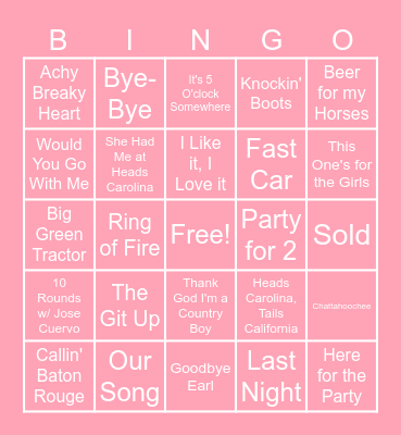 Carlie's Country Round Bingo Card