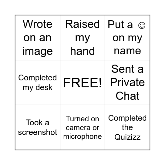 Intro Bingo Card