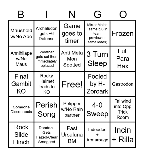 Gen 9 Reg H VGC Bingo Card