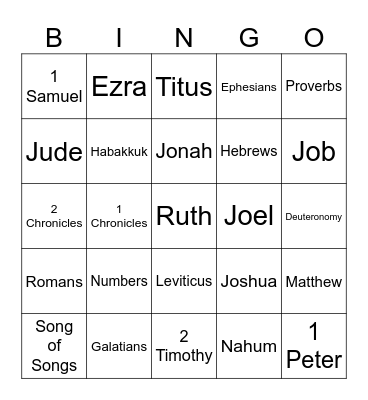 Bible Bingo Card