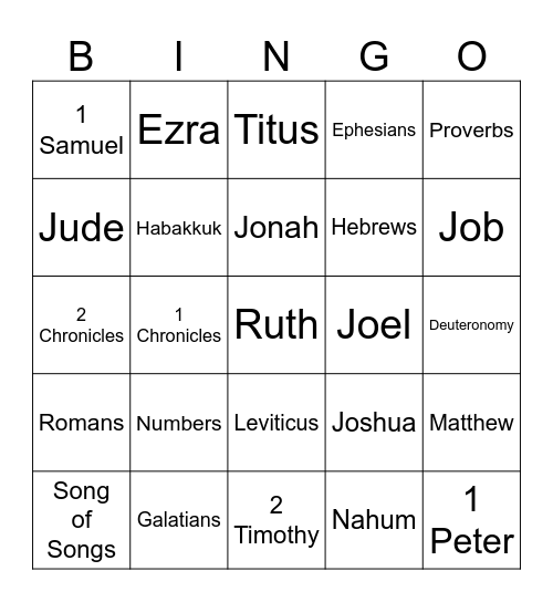 Bible Bingo Card