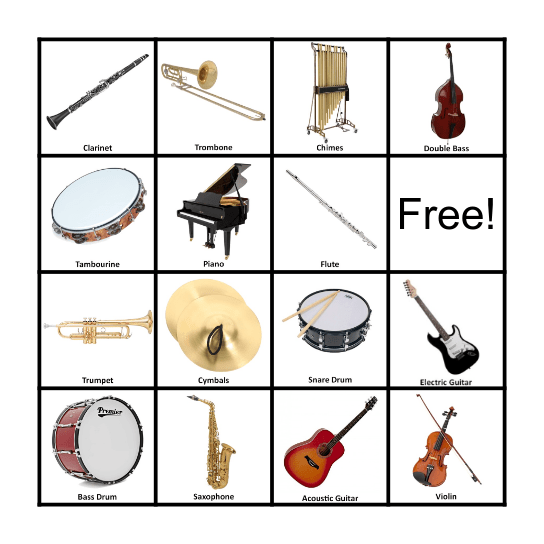 Instrument Bingo Card