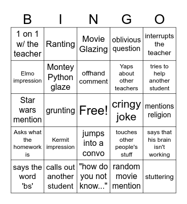 Thomas bingo Card