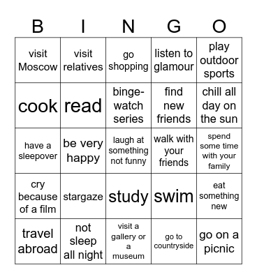 Summer Bingo Card