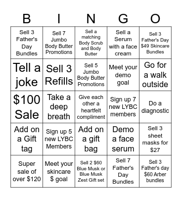 Father's Day Bingo Card