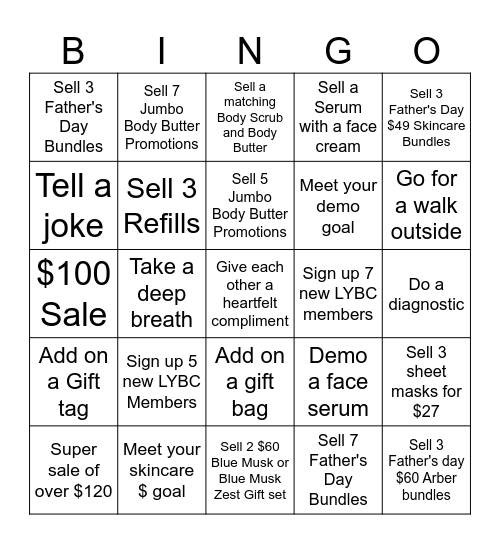 Father's Day Bingo Card