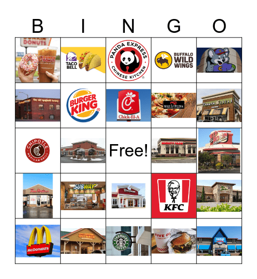 Restaurants Bingo Card