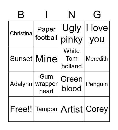 Besties bingo Card