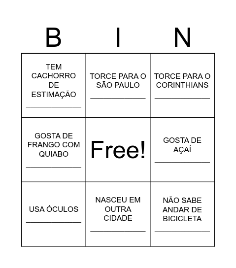 BINGO HUMANO Bingo Card