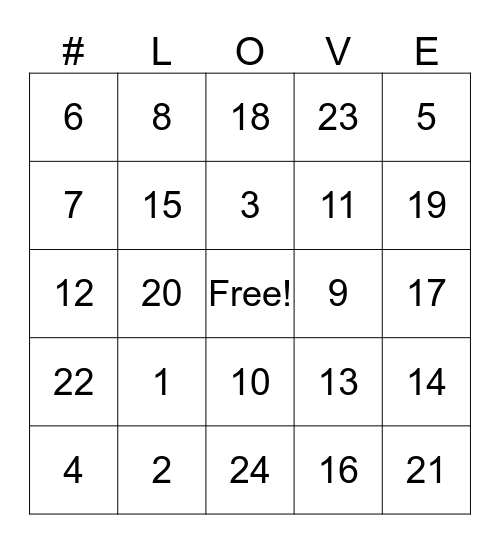 Love Bingo Card