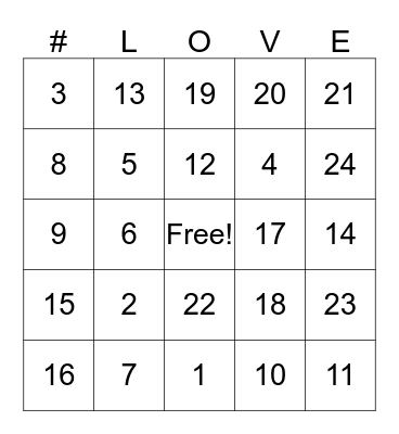 Love Bingo Card