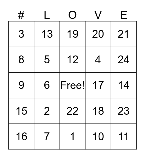 Love Bingo Card